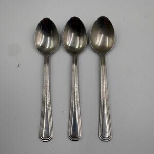 Hampton Silversmiths Stainless China 215 Oval Soup Spoons Ridged Lot of 3